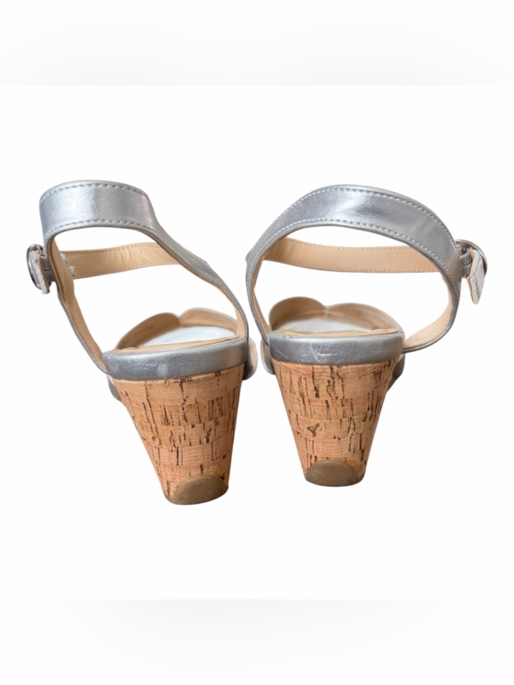 Kenneth Cole Reaction Silver Crisscross Wedge Sandals - Picture 6 of 9